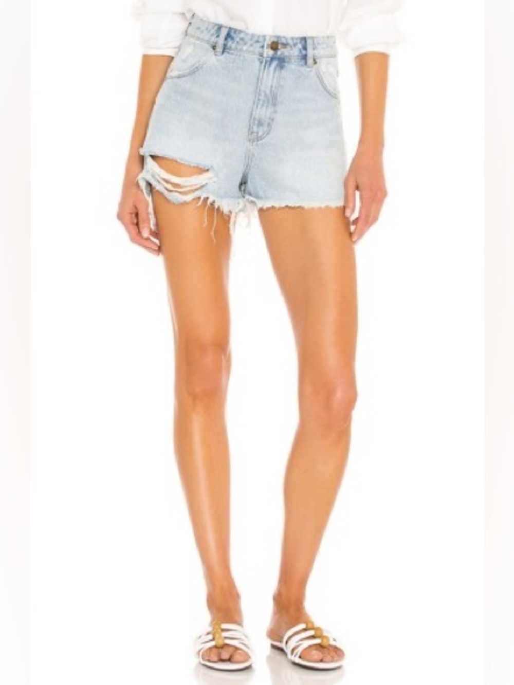 Rolla's Dusters Denim Shorts Light
Wash‎ Distressed High Rise size 29